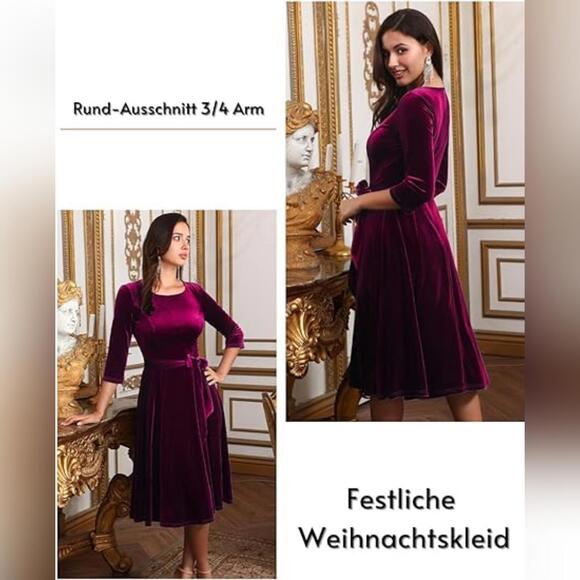 NWOT DRESSTELLS Velvet 3/4 Long Sleeve Cocktail Formal Dress, 3XL - Picture 2 of 4